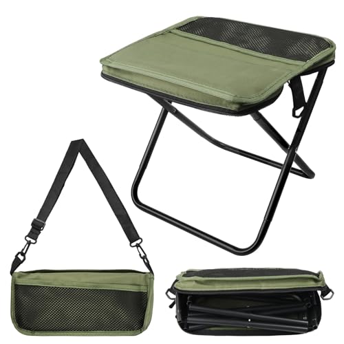 Encuryna Taburete plegable plegable para jardín, taburete plegable para camping, taburete de camping, taburete plegable portátil, para exteriores, ligero