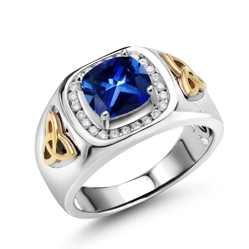 Gem Stone King Men's 925 Silver and 10K Yellow Gold