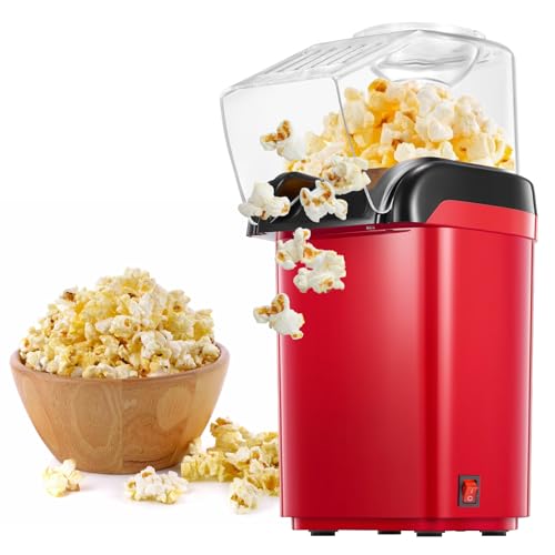 Macchina per popcorn 1200 W ad aria calda popcorn Maker, popcorn maker, popcorn senza olio, 3 minuti veloci per home theater, serate cinema, feste, Natale, funzionamento one-touch, senza Bpa