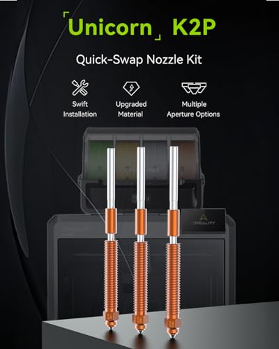 Creality Offiziell K2/K2 Plus/Hi Combo Düse, Hi Combo Hotend Düsen Ersatzset mit Titanlegierung, Kupferlegierung, gehärtetem Stahl, High Flow Upgrade Unicorn Düse für K2 Combo (0,4 0,6 0,8 mm, 4PCS)