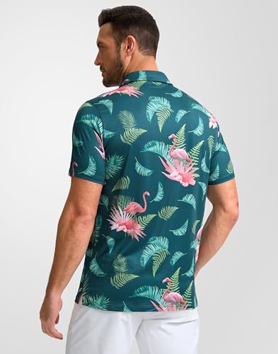 Image of Obla Mens Golf Polo Shirts Short Sleeve Dry Fit Performance Moisture Wicking Casual Print Collared Golf Shirts for Men