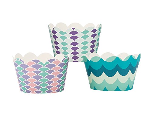 Mermaid Princess Cupcake Decorating Set | Mermaid Cupcake Toppers, Mermaid Cupcake Wrappers, Mermaid Liners| 72-pieces Decorates 24 Cupcakes for Birthday Party, Baby Shower, or Sip and See Party - Thumbnail 5