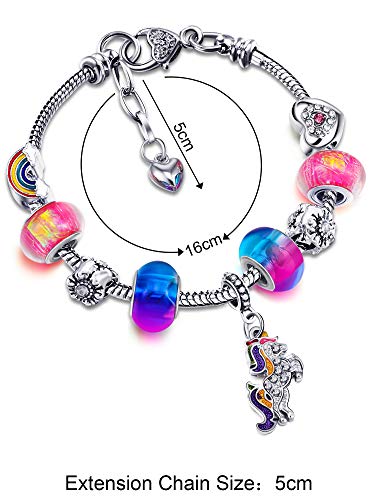 Zhanmai Unicorn Sparkly Crystal Charm Bracelet Bangle with Gift Box Set for Hers Lady3