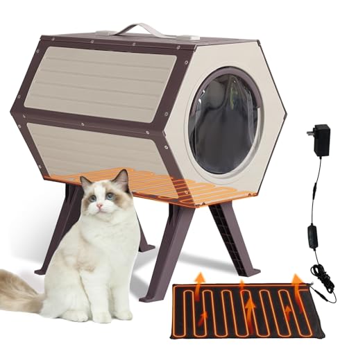 GUTINNEEN Heated Outdoor Cat House with Heater & Escape Door