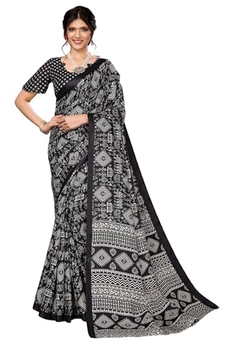Sari indio de seda artística estampado ropa tradicional de mujer con blusa textil