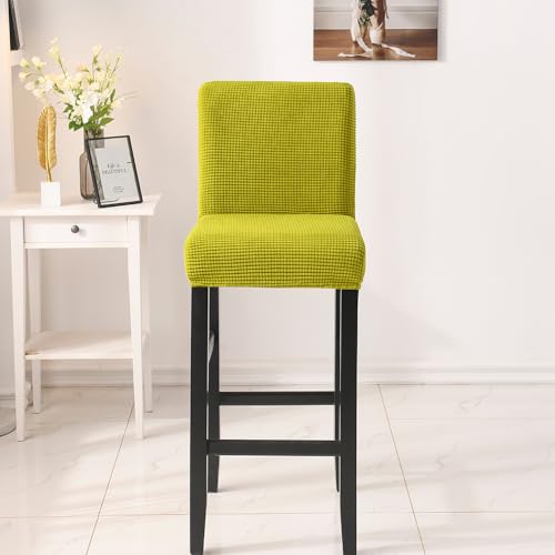 Housse de chaise élastique beige lot de 2 pour rénover un dossier bas - 3