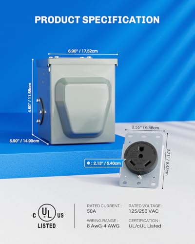 Image of BEBOBLY 30 Amp RV Power Outlet Box, 125 Volt NEMA TT-30R Receptacle, Lockable Enclosed Outdoor Plug, Electrical Receptacle Panel, Weatherproof Temporary Hookup for RV Camper Car Travel Generator