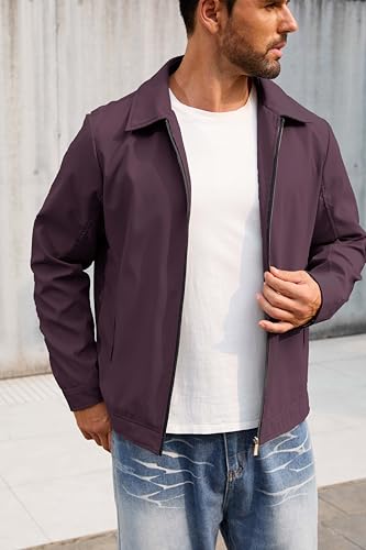 Image of QTE Lightweight Jackets for Men Casual Windbreaker Stylish Light Fall Spring Golf Work Dress Business Coat