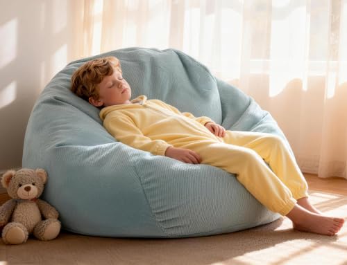 Image of ENBAOHUI Kids Memory Foam Bean Bag Chairs for Teens with Filling Boy Girl Kid Toddler Sofa Comfoy Chair Seagreen