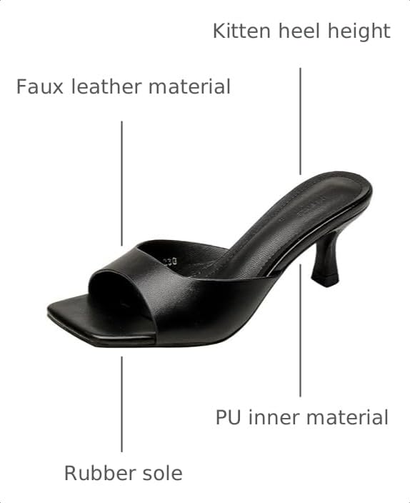 Image of Women's Square Open Toe Kitten Heel Slides Sandals Sexy One Band Slip-On Stiletto Heels Mules Casual Party Prom Dance Dress Dress