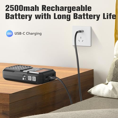 Image of PRUNUS J525 Portable Radio AM FM with Bluetooth Earphone Output, Preset | Micro SD Playback Sequential Play, Bluetooth Speaker, 2500mAh Rechargeable, Headphone Jack, Sleep Timer