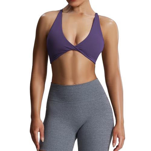 Image of Aoxjox Women's Workout Sports Bras Fitness Metamorph Sienna Twist Bra Yoga Crop Tank