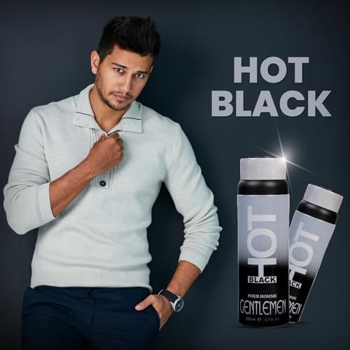 Image of BERNARD DIMITRI HOT BLACK GENTLEMEN Deodorant for Men - 200 ML Each| Pack of 2| Fragrance of Woodsy Notes and Amber | Long-Lasting Freshness Smell | Deo Idle Gift For Brother, Friend and Loved Once