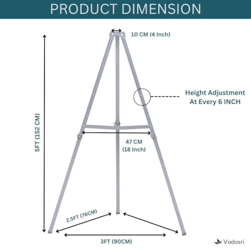 Image of 5 FT Heavy Duty Folding Easel Stand for White board | Black board| Notice Board| Sun Board | Presentation| Office | Display| Advertisement (Can Hold Upto 3X4 Feet Whiteboards) [Grey]