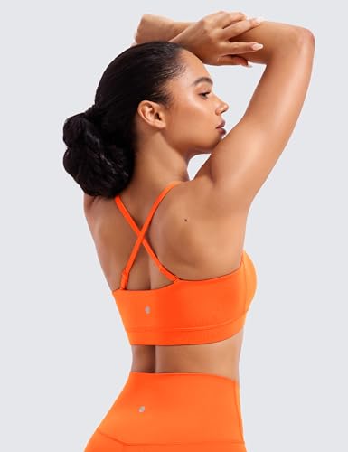 Image of CRZ YOGA Butterluxe Thin Strap Sports Bra | Light Support, Removable Pads, Yoga, Extremely Soft, Square Neck, Adjustable Back, for Women