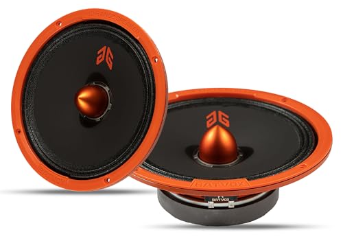 MX80E1 Loudspeaker 8 Inch Midrange 560 Watts 6 Ohms Orange Bullet, Premium Quality Audio Door Speakers for Car or Truck Stereo Sound System, Orange (2 Speakers)