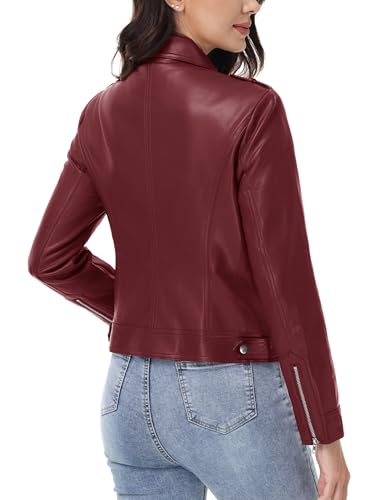 YUCOLEN Womens Faux Leather Jackets Zip Up Coats Fall Winter Fashion Outfits Outerwear Clothes3