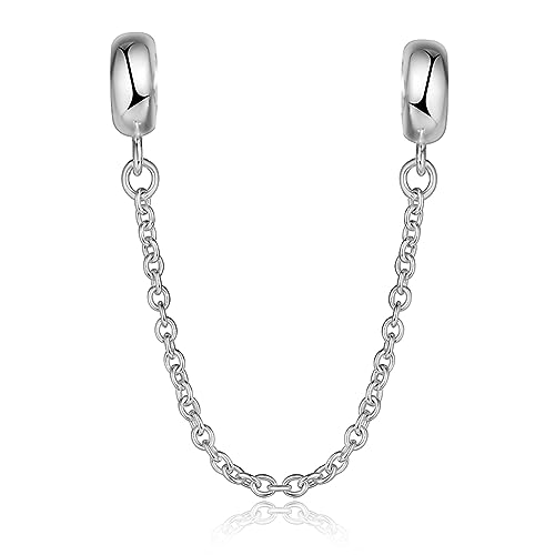 GW espaceur Charms Cadena de Seguridad de Plata de Ley 925 para Pulseras estilo Europeos (Plata)