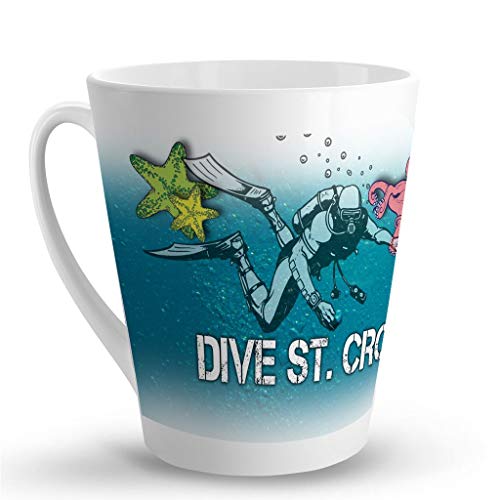 Makoroni - DIVE ST. CROIX Scuba Diving Coffee Mug - 12 Oz. Ceramic Latte Mug Latte Cup, o88