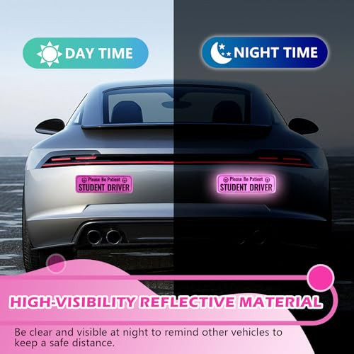 Image of 2PCS Student Driver Magnet for Car,Bright and High Reflective Student Driver Sticker Magnet for Car,Universal New Driver Sticker Reminds Others to Please Be Patient 9.49 inchx3 inch