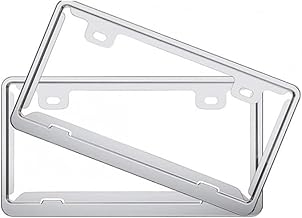 2 License Plate Frames for Cars, Silver Plated, Suitable for Regular Cars, Light Vehicles, External Accessories