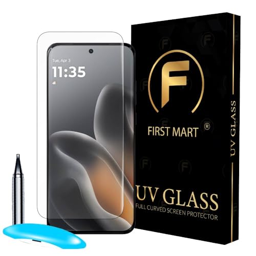 Image of FIRST MART Military-Grade UV Tempered Glass for Motorola Edge 70 Fusion | Full Adhesive UV Curved, Case Friendly, HD Clarity 9H Hardness, Bubble-Free | Crystal Clear