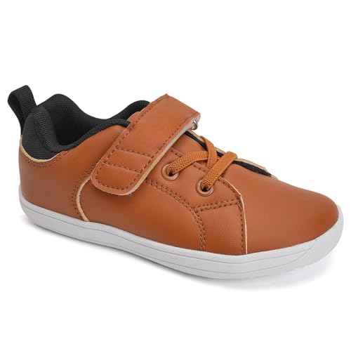 Image of WateLves Toddler Little Kid Wide Barefoot The First Walking Shoes Girls Boys Leather Uniform Dress Shoes Lightweight Splay Naturally Minimalist Sneakers