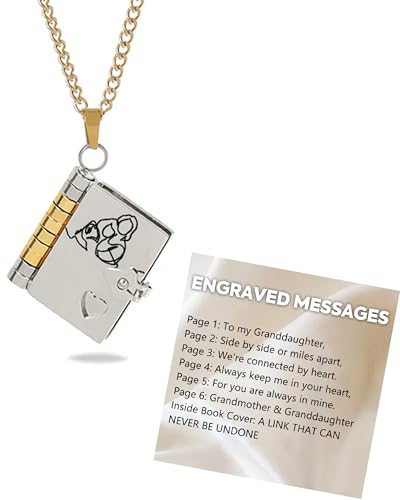 37JEWELRY To My Granddaughter Book Necklace, Graduation Sweet 16 Birthday Gifts for Granddaughter from Grandma Grandpa, Heart Locket Pendant Necklace for Women with Gift Box
