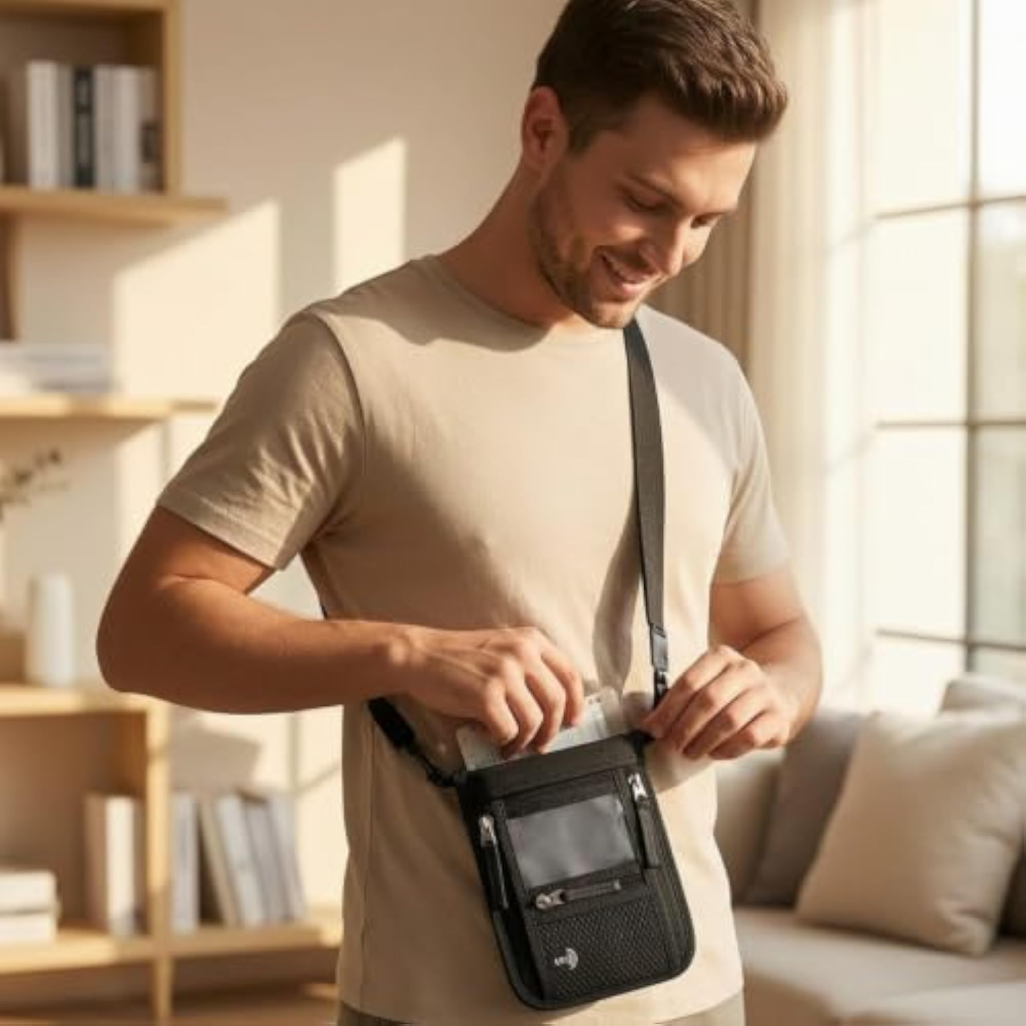 Electronic-Scan Blocking Neck Pouch with Clear Window