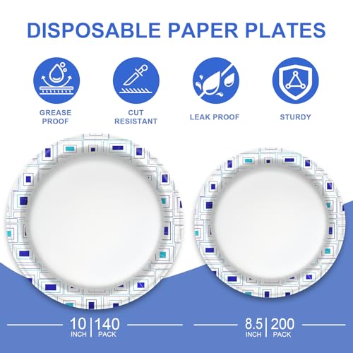image for Lamosi 8.5 Inch Disposable Paper Plates, Paper Plates 200 Count, Soak 