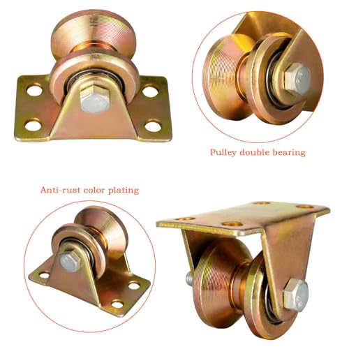 4 Stück Umlenkrolle Stahlseil, Umlenkrollen für Seile 6mm, Seilrolle mit 2 Kugellager