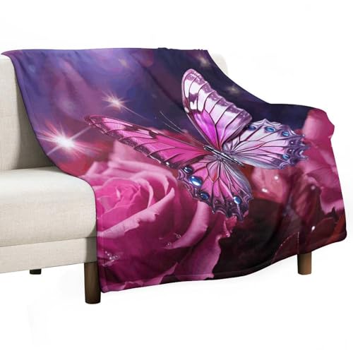 Couverture flanelle douce et moelleuse motif papillons - 2