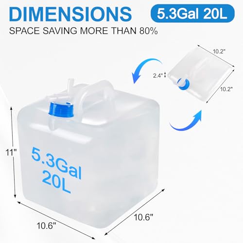 Pack de 2 Contenedores de Agua Plegables con Grifo, BPA Free, Seguro para Alimentos, Ideal para Camping y Excursiones, 10L/5.3 Galones miniatura 2
