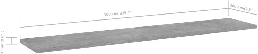 vidaXL 8-Piece Bookshelf Boards in Concrete Gray - Engineered Wood - Versatile, Easy to Clean Bookcase Replacement Boards for Modern Home Décor