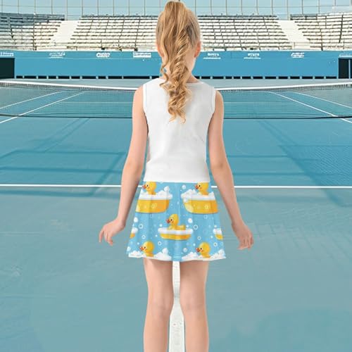 visesunny Girl's Golf Skirt Athletic Baby Yellow Duck Bathtub Tennis Skort Sport Activewear with Double Layer Pockets3