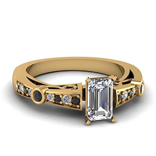 Image of 55Carat Choose Your Gemstone Tapered Vintage Engagement Ring Yellow Gold Plated Emerald Shape Vintage Engagement Rings Everyday Jewelry Wedding Jewelry Handmade Gifts for Wife US Size 4 to 12