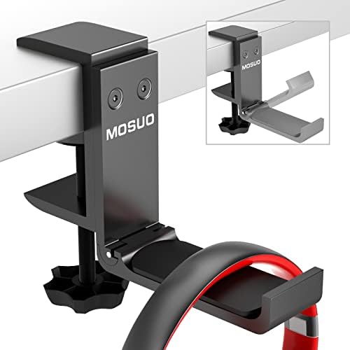Foldable Headset Holder, MOSUO Headphone Hanger with Hook Design, Aluminum Headphone Stand for Desk, Adjustable Gaming Headset Stand, Universal Headset Bracket for Hanging Headphone, Umbrella and Bag