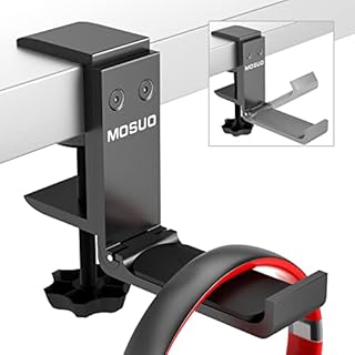 Foldable Headset Holder, MOSUO Headphone Hanger with Hook Design, Aluminum Headphone Stand for Desk, Adjustable Gaming Headset Stand, Universal Headset Bracket for Hanging Headphone, Umbrella and Bag