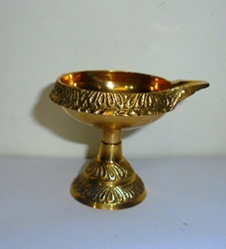 Rare Lighting Dia Brass Oil Lamp God Laxmi Kuber Diya Hindu Puja Religious India