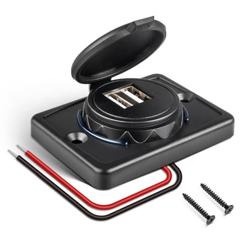 Salida USB dual 12V con panel de montaje en superficie resistente al polvo