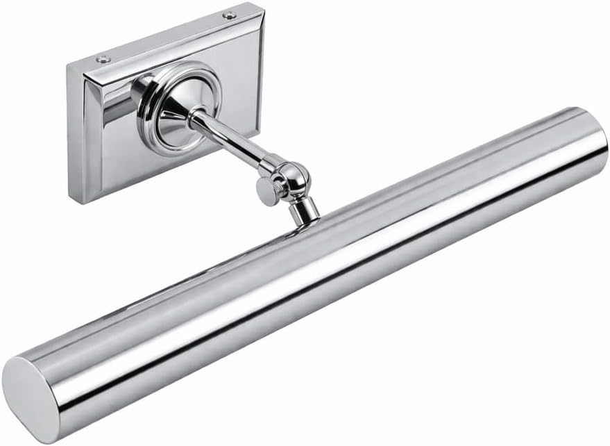 VARTH Antique Brass Picture Light for Wall Art – Vintage LED Wall Lamp for Paintings, Photo Frames & Artwork | Adjustable Arm Wall Sconce for Living Room Lighting Decor (Polished Chrome, 18 Inches)