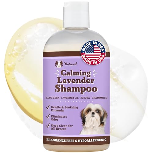 Natural Dog Company Champú calmante de lavanda para perros, el mejor champú desodorizante...