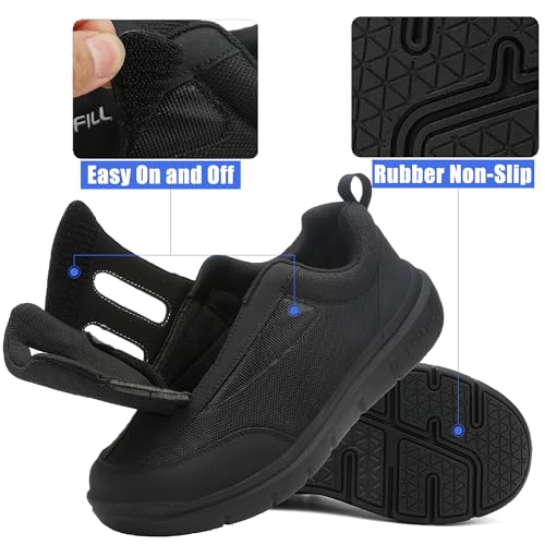 Wide Toe Box Walking Shoes Men Lace-Free Adjustable Extra Wide Width Sneaker Slip on Loafers Diabetic Shoes with Arch Support for Swollen Feet Pain Relief2