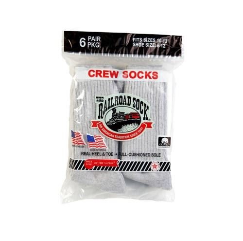 Railroad Men's Crew Socks - Grey Size: 10-132