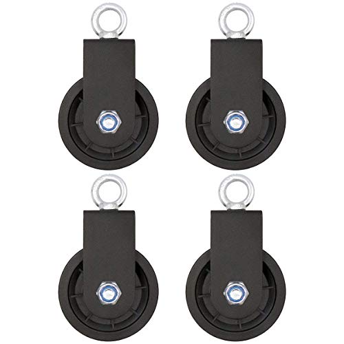 LFJ 3.54 in/90 mm Cable Pulley 360 Degree Rotation Traction Wheel for LAT Pulley System DIY Attachment Lifting Blocks,hoists,Ladder Lift, Gym Equipment, DIY Home Projects, Clothesline, Shop Lifts (4)