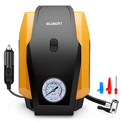 SUAOKI Air Compressor Pump 150 PSI 12V DC Portable Tire Inflator with Gauge and Emergency Light for Cars, Motorcycles, Bicycles and Basketballs (30L/Min)