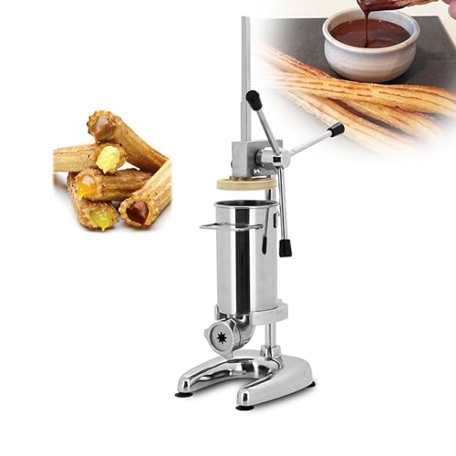 Kit para Hacer Churros, Máquina de Churros Vertical Manual de Acero Inoxidable de 2 Litros con Cinco Boquillas Juego de Prensa de Galletas Extraíble Profesional para