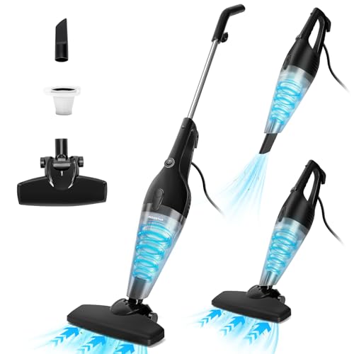 Aigostar Aspiradora de Mano con Cable 4 en 1, 600W Aspirador Escoba, Potente de 15000Pa, Capacidad de 1,2L, Cable de 6 m, Ligera y Sistema de Filtración de Alta Eficacia - Stan