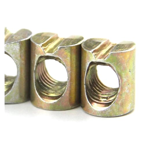 Generic 10/30pcs M6 M8 Barrel Bolts Cross Dowel Slotted Fittings for Beds Crib Chairs Horizontal Hole Nut Hammer Embedded Nut(M6x12mm 30pcs)