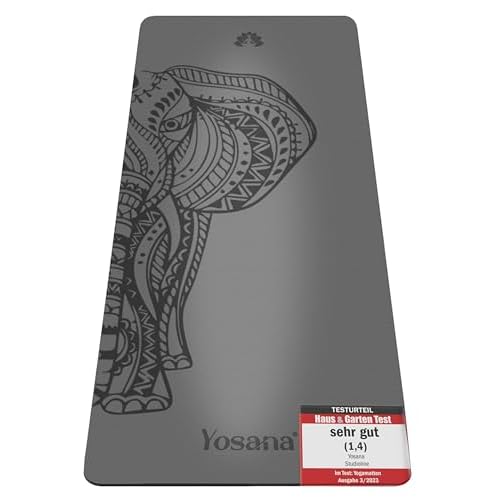 Yosana Yogamatte aus Naturkautschuk | extrem rutschfest | ULTRA GRIP Oberfläche aus ECO PU | extra breit 68cm | inklusive Tragegurt | Yoga matte 183x68cm | 4mm dünn